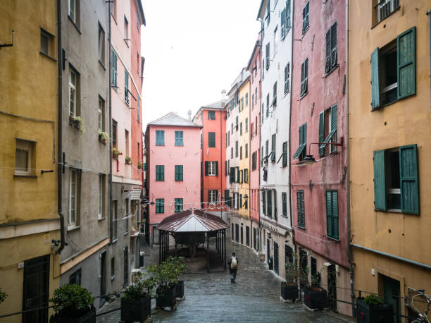 Old street in Genova, seaside city and important harbor in Italy