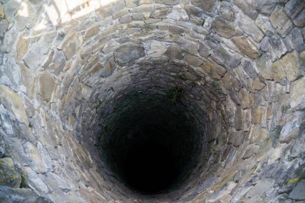istock Deep water well in the town, inside. 927539402