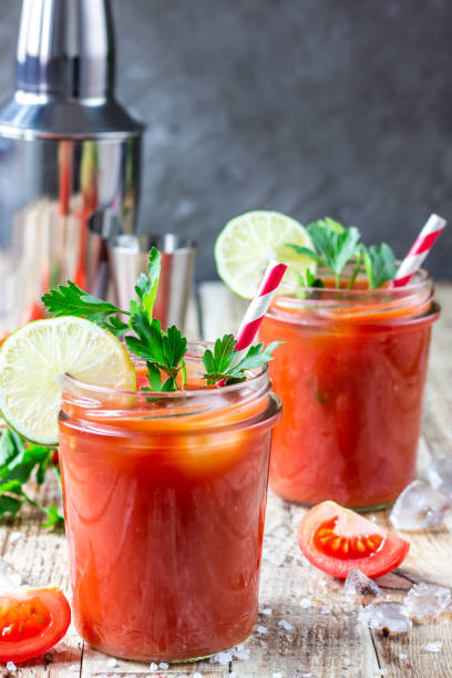 istock Bloody Mary cocktail. Alcoholic drink and ingredients 927544662