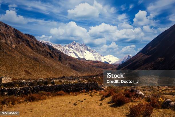 View Of Lothse And Island Peak From Dingboche Everest Region Nepal Stock Photo - Download Image Now