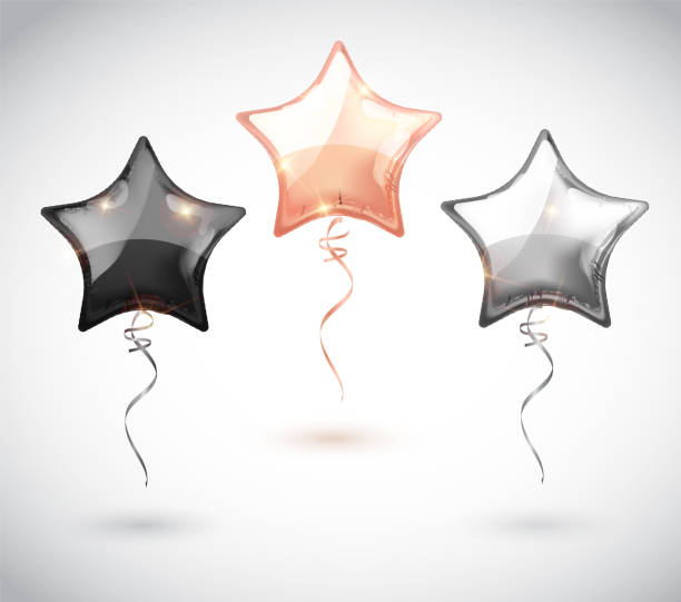 istock Star balloon set on transparent background. Party balloons event design decoration. Balloons isolated air. Mockup for balloon print. Stocking Christmas decorations. Vector isolated object. 927545804