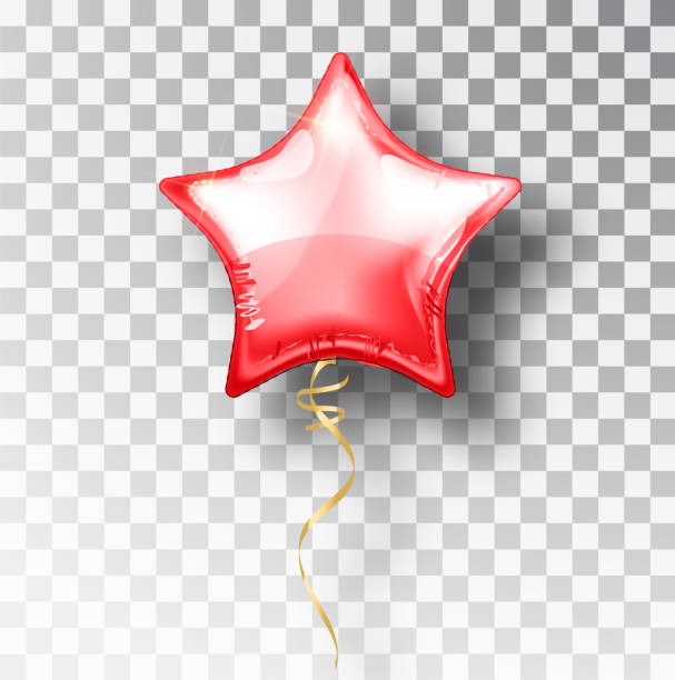 istock Star red balloon on transparent background. Party helium balloons event design decoration. Balloons isolated air. Mockup for balloon print. Stocking Christmas decorations. Vector isolated object. 927548820