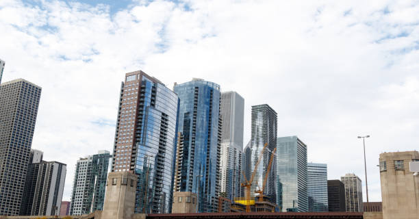 istock Chicago City Skyline with construction site 927548930