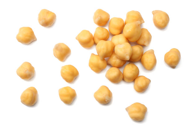 istock chickpeas isolated on white background. top view 927549580
