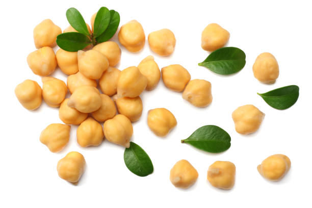 istock chickpeas isolated on white background. top view 927549610