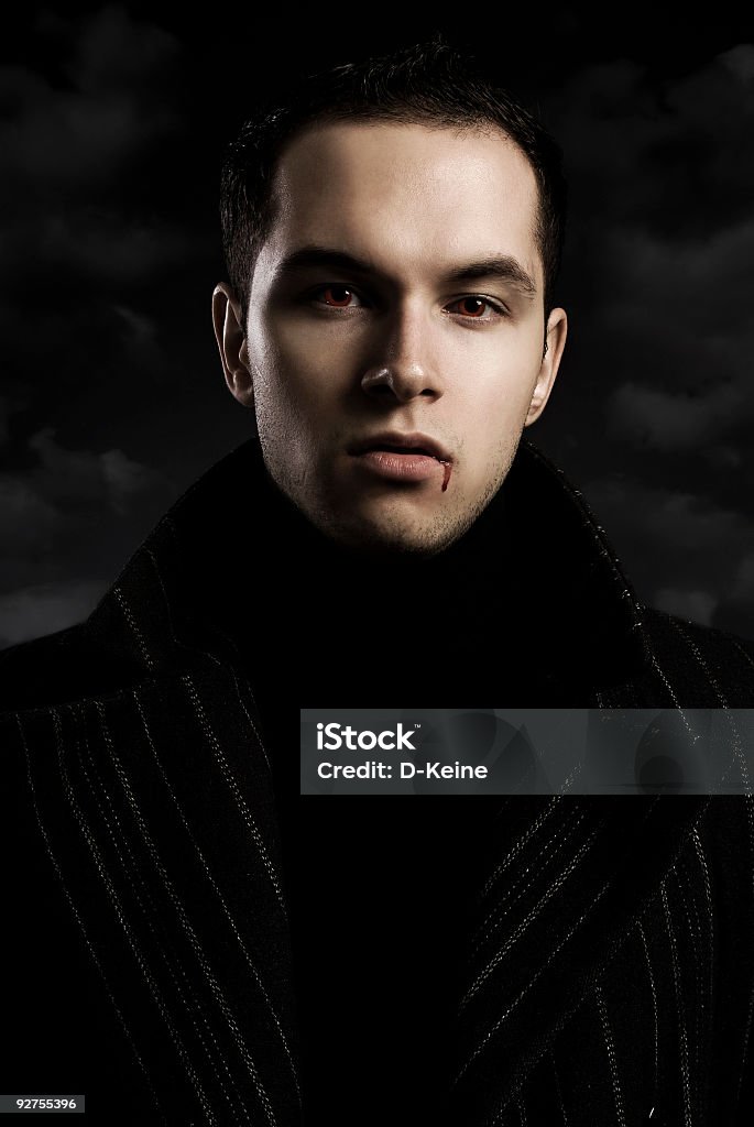 Vampire Portrait of a male vampire. Halloween theme.  Fantasy Stock Photo