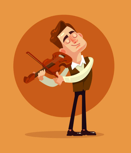 ilustraciones, imágenes clip art, dibujos animados e iconos de stock de violinista jugando - violinist