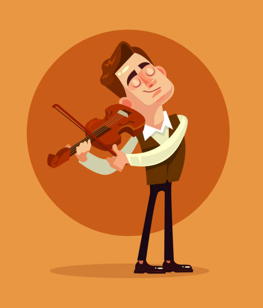 illustrazioni stock, clip art, cartoni animati e icone di tendenza di violinista che suona - violinist