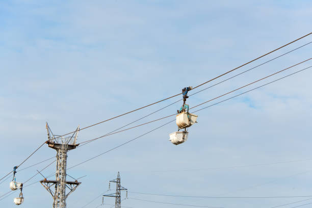 istock Rope cargo line for raw material supply. Freight lift. 927573478
