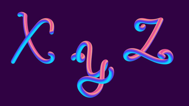 istock 3d gradient lettering holographic. Font set with letter - x, y, z . Vibrant gradient shape. Liquid color path. Typography vector illustration. Bubble font with glint. Futuristic style vector 10 EPS 927576104