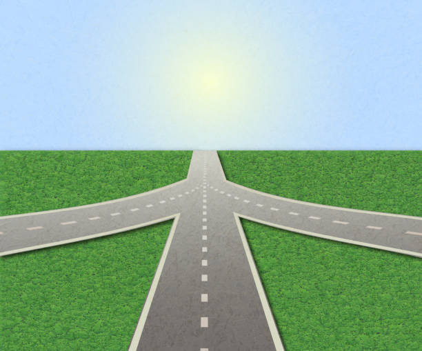 istock Illustration of empty highway with road junction. 927578946