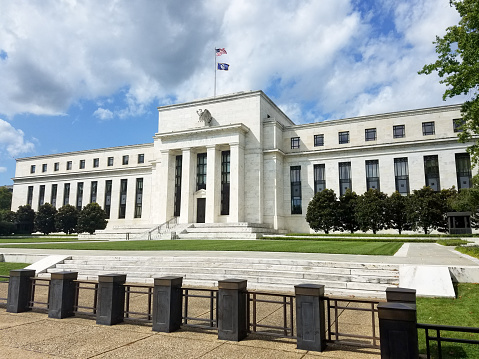 Federal Reserve Building on the Constitution Avenue in Washington DC, United States of America