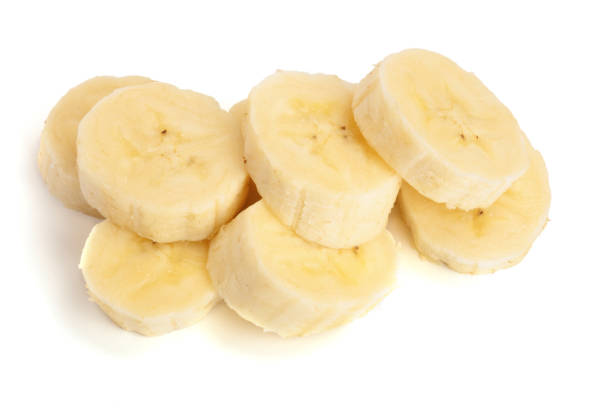 istock banana sliced isolated on white background. Top view. Flat lay 927592946