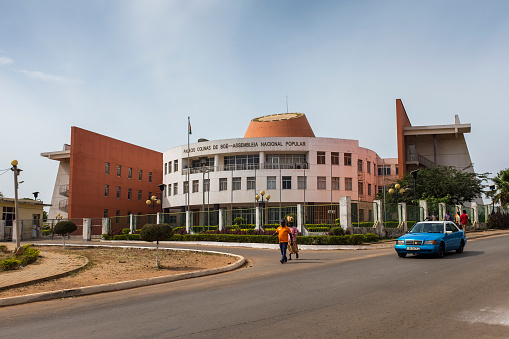 Bissau, Republic of Guinea-Bissau - January 28, 2018: View of the National People's Assembly (Assembleia Nacional Popular) in the city of Bissau, Republic of Guinea-Bissau