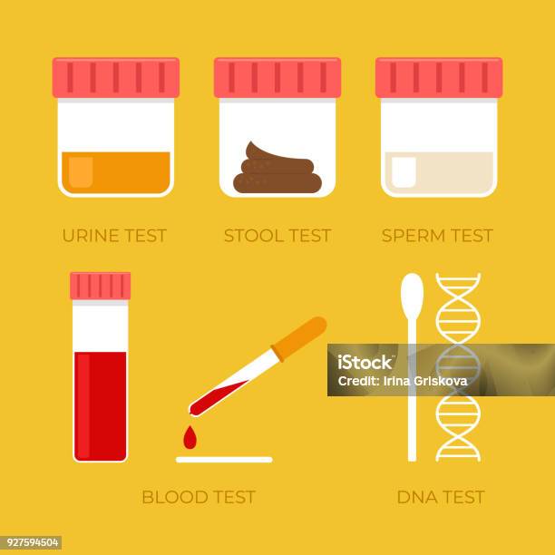 Human Biology Diagnosis Tests Isolated Sperm Blood Urine Stool Fecal Dna Icon Set Stock Illustration - Download Image Now