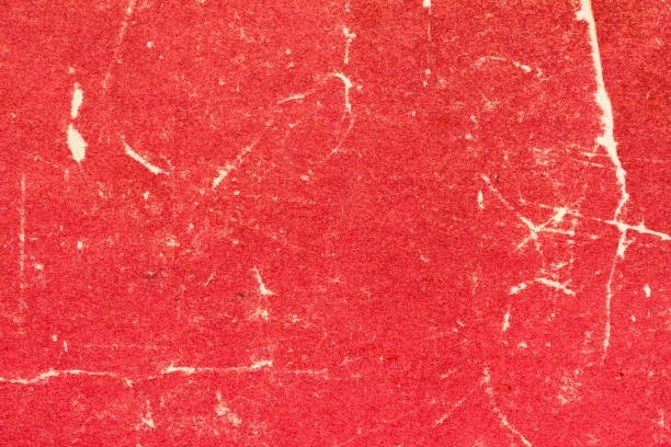古い赤い傷と引き裂かれた紙のテクスチャ。設計のための抽象的な背景 - 風化した ストックフォトと画像