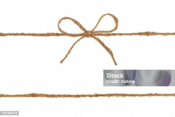 Vintage Burlap Rope Bow Isolated On White Background Stock Photo - Download Image Now
