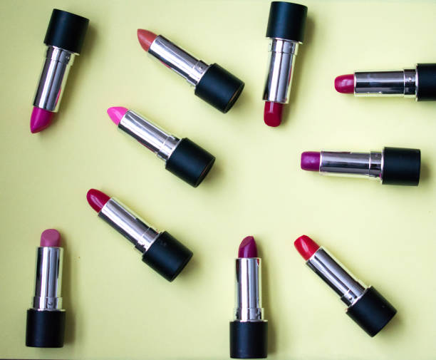 istock Top view of lipsticks in light background with copy space 927607944