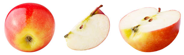 istock Set of freshly slices apple isolated on white background 927608220