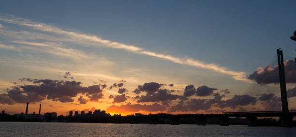 istock Amazing sky over the city and construction site 927608280