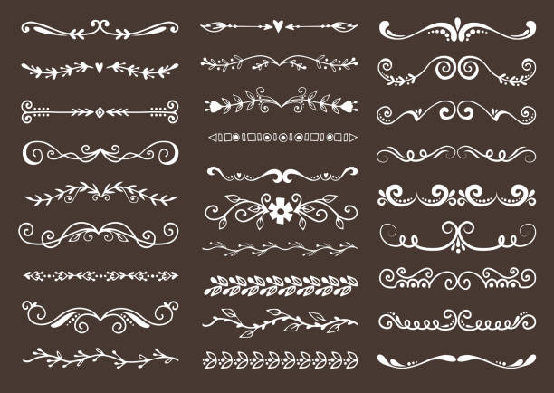 ilustrações de stock, clip art, desenhos animados e ícones de text vector divider grunge retro vintage book design element text separators decoration large selection of diverse editable. dividers elenments to breaks books paragraph text separators decoration - scroll shape scroll swirl decoration