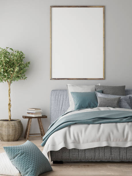 istock Mock up poster, Bedroom interior concept, Scandinavian design 927614114