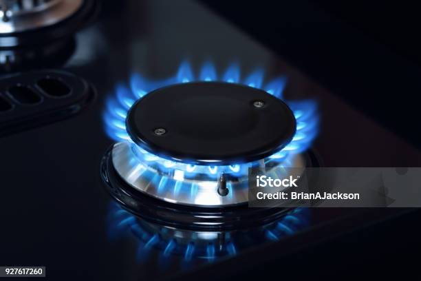 Natural Gas Burner Flame On Stove Stock Photo - Download Image Now - Natural Gas, Gas, Financial Bill