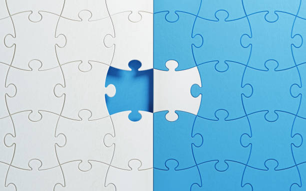 istock Puzzle Concept - White And Blue Jigsaw Puzzle Background 927626396
