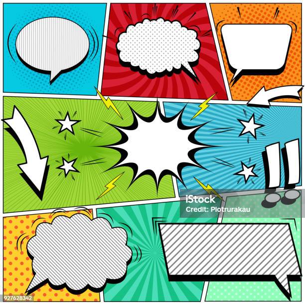 Comic Book Page Background Stock Illustration - Download Image Now - Comic Book, Cartoon, Humor