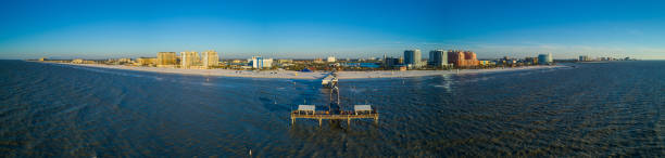 Drone aerial panorama Clearwater Beach Florida Drone panorama Clearwater Beach Florida clearwater stock pictures, royalty-free photos & images