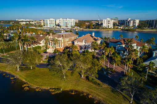 Aerial image of luxury homes neighborhood Belleview Florida USA