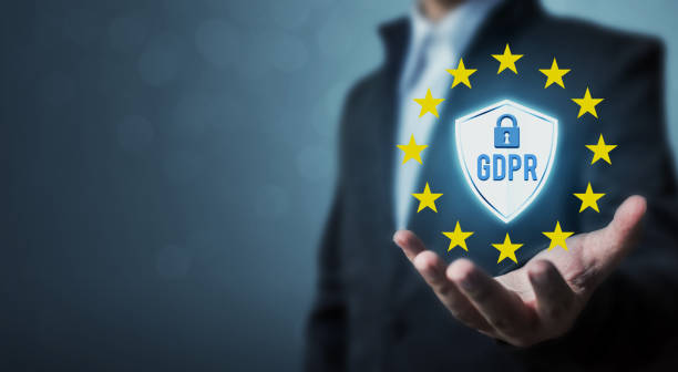 istock Businessman hand holding sign general data protection regulation (GDPR) and shield with key icon 927641754