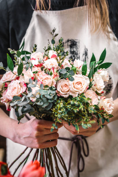 istock Wedding bouquet of white pink roses 927662418