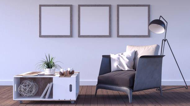 istock Mock up poster, hipster living room, 3d render 927664854