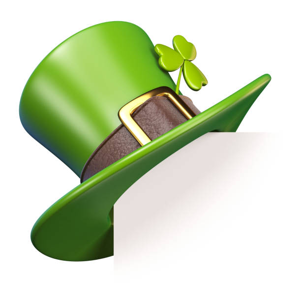 Green St. Patrick's Day hat with clover Paper corner 3D