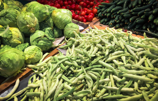 full frame green beans at the farmer's market