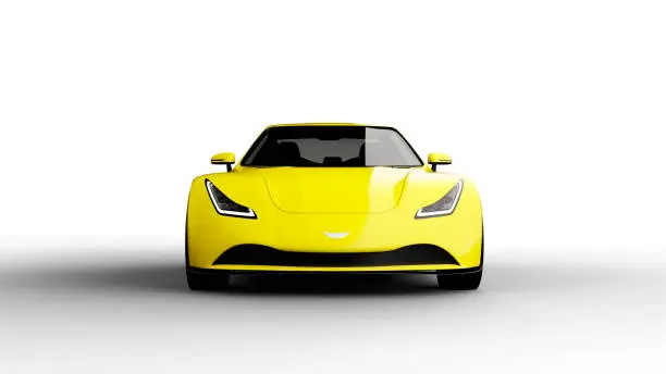 Photo of yellow sports car isolated on white background