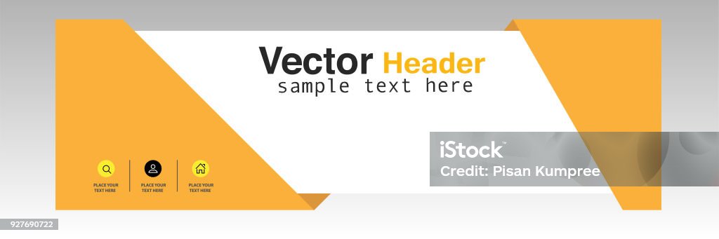 Horizontal Ribbon Header Yellow Ribbon Horizontal Header Design Background Vector Image Stock ...
