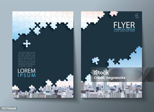 Annual Report Brochure Flyer Design Leaflet Cover Presentation Abstract Flat Background Book Cover Templates Jigsaw Puzzle Image Stock Illustration - Download Image Now