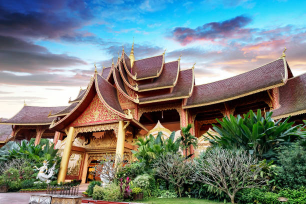 Xishuangbanna temple architecture Beautiful buildings in ancient temples in Xishuangbanna, Yunnan, China. xishuangbanna stock pictures, royalty-free photos & images