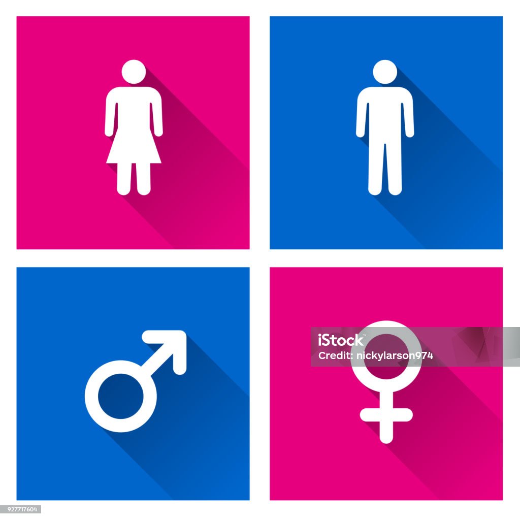 male and female icons with shadow Illustration of male and female icons with shadow Icon Symbol stock vector