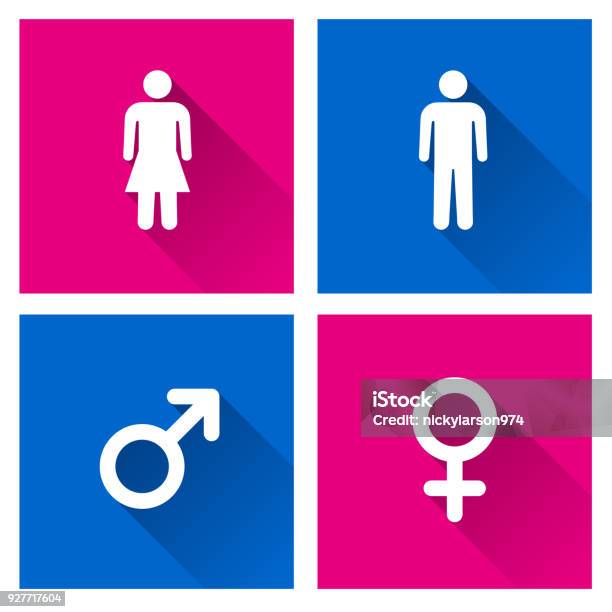 Male And Female Icons With Shadow Stock Illustration - Download Image Now - Icon Symbol, Men, Adult