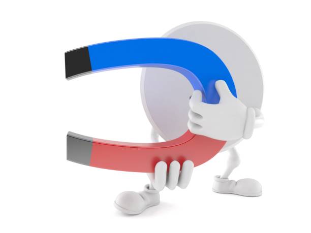 istock Satellite dish character holding horseshoe magnet 927727656