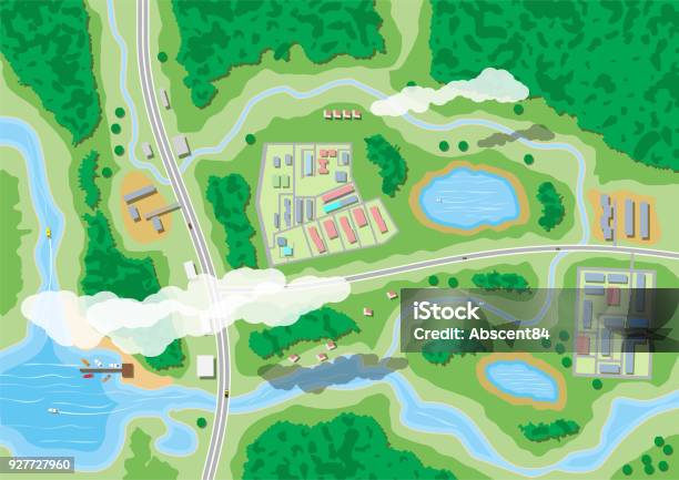 Suburban Nature Map Stock Illustration - Download Image Now - Aerial View, Map, City