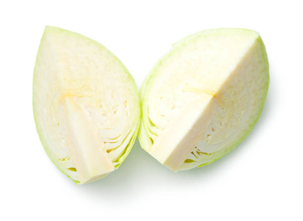 капуста изолирована на белом фоне - head cabbage стоковые фото и изображения