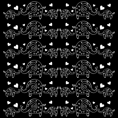 Cute elephants pattern. Decorative  wallpaper, good for printing. Overlapping background vector. Design illustration