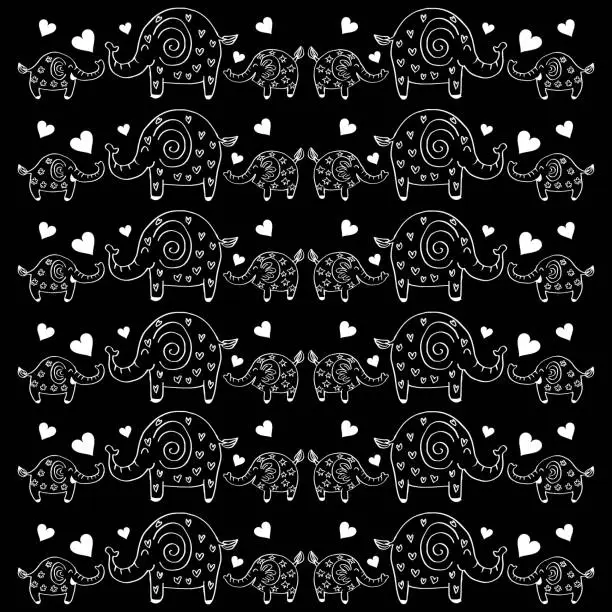 Vector illustration of Cute elephants pattern