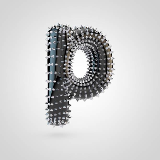 istock BDSM black latex letter P lowercase with chrome spikes isolated on white background 927753518