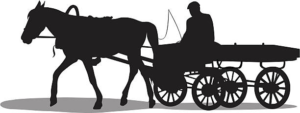 HorseCarriage  farmer silhouettes stock illustrations