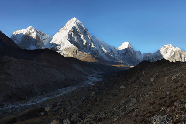 istock Pumori and Lingtren peaks view 927756534